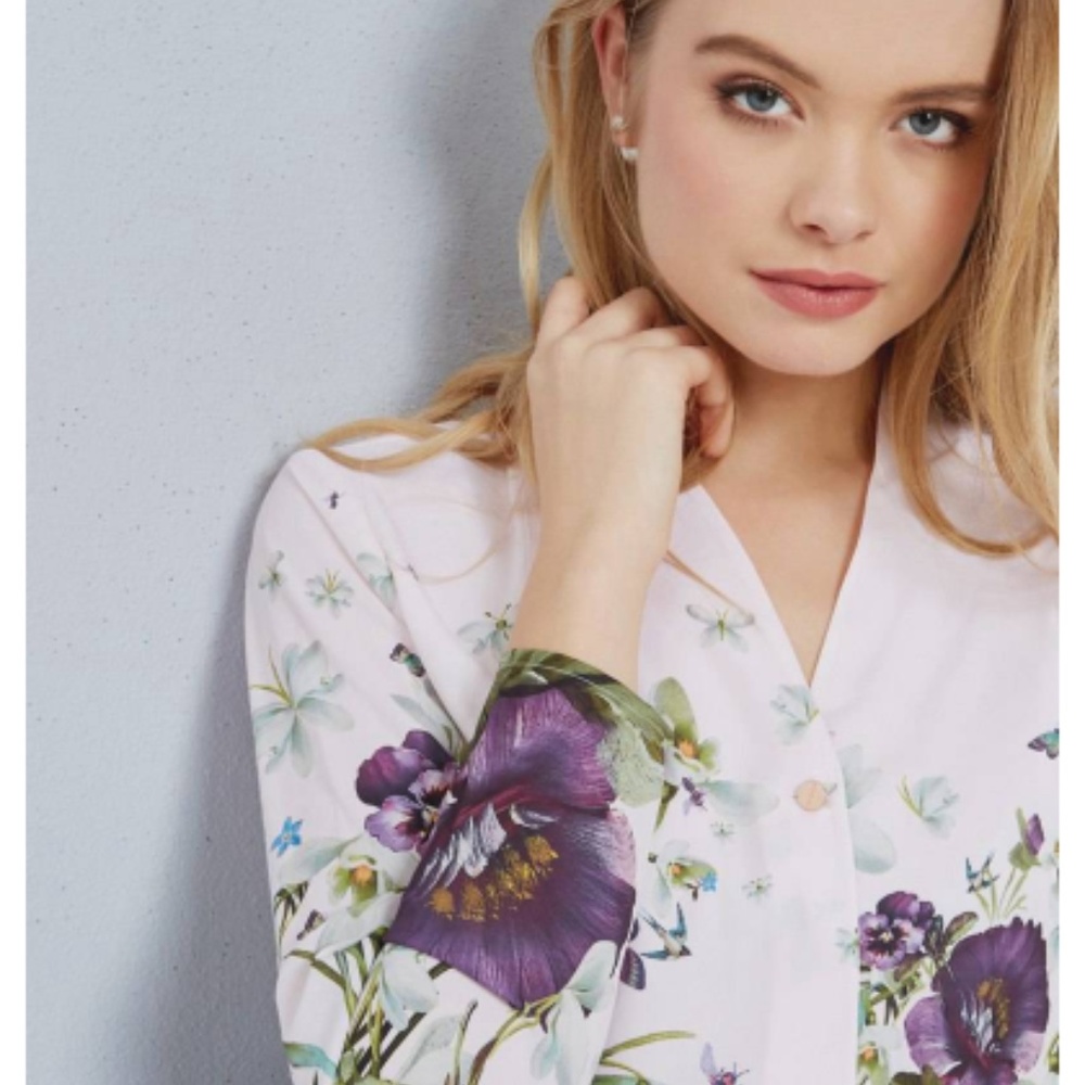 TED BAKER ELIZAY  BLOUSE  SHIRT BUTTON DOWN SIZE 4